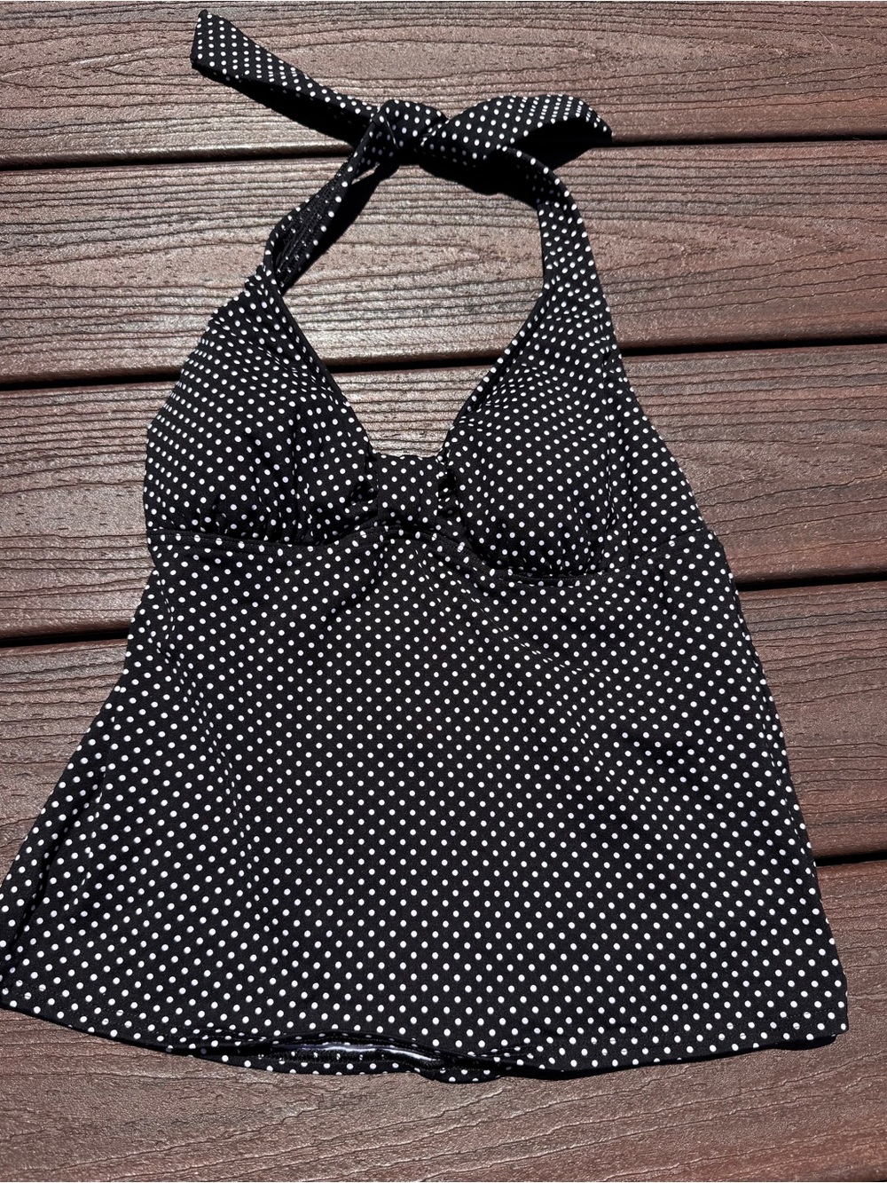 Black Polka Dot Halter Tankini Top